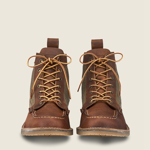 Botas Red Wing Heritage Hombre Marrom - Weekender Lona Moc - 6-Inchr Rough & Tough Cuero - 023-KOPAZ